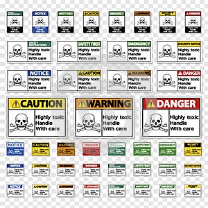 Variety of highly toxic signs