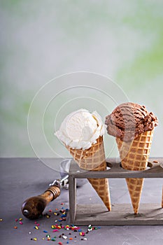 Variety of ice cream cones