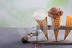 Variety of ice cream cones