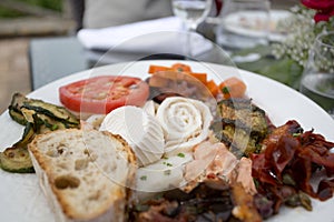 Variety of italian anti pasti outside starter