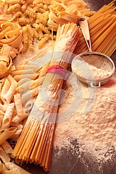 Variety of italian pasta