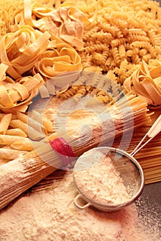 Variety of italian pasta