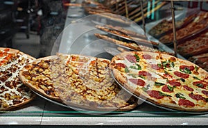 Variety of Italian pizza pies