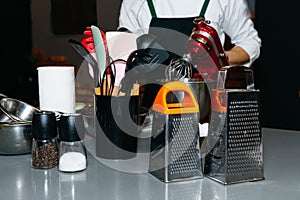 Kitchen Utensils and Equipment on Modern Countertop