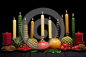 a variety of kwanzaa candles mishumaa saba unlit photo