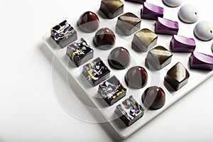 Variety of luxury chocolate bonbons photo