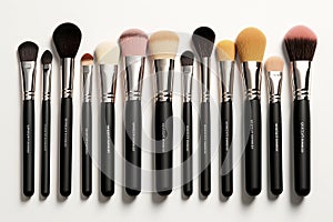 A variety of makeup brushes. Generative AI