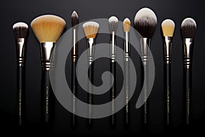 A variety of makeup brushes. Generative AI