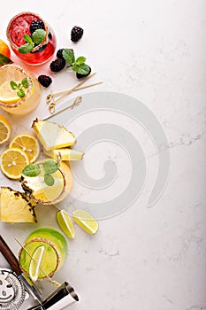 Variety of margarita cocktails