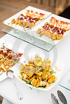 Variety of meat and fish canapes