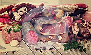 Variety of meats on table