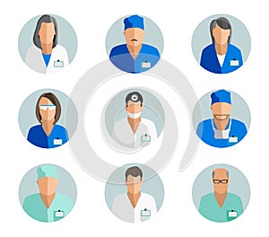 Variety of medical staff icons
