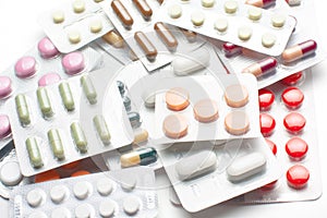 Variety of medications isolated background