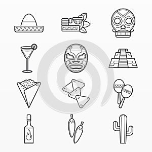 Variety of mexican elements set