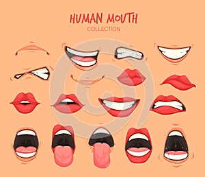 Variety of mouth expressions set