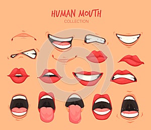 Variety of mouth expressions set photo
