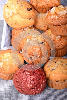 Variety of muffins in a basket