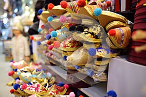 Variety of multicolored shoes Turkish slippers offered for sale on the market Grand Bazaar, Istanbul