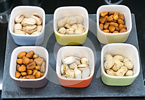 Variety nuts and raisins from