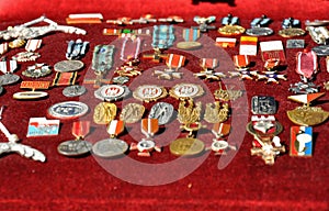 Variety of old medals