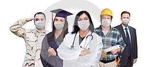 Variety of People In Different Occupations Wearing Medical Face Masks Amidst the Coronavirus Pandemic