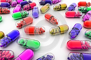 Variety pills. Vitamin capsules. 3d