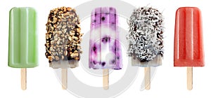 Variety of popsicles isolated on white