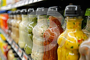Variety of Salad Dressings in grocery Store photo