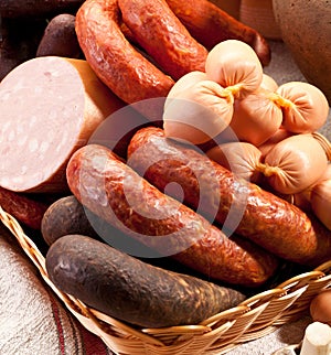 Variety of sausage products.