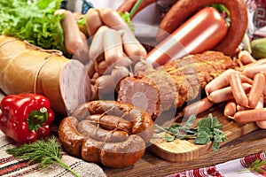 Variety of sausage products.