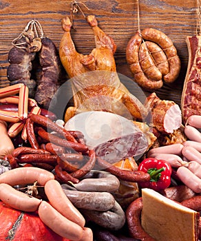 Variety of sausage products.