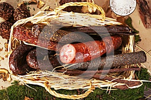 Variety of sausage products