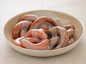 Variety Of Sausages In Bowl