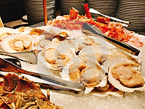 Variety seafood buffet of the hotel.
