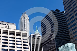 A Variety of Skyscrapers in Lower Manhattan of New York City with Construction