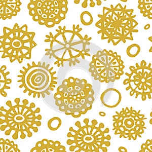 Variety of snowflakes abstract seamless pattern on white