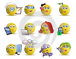 variety social network yellow smile icon avatar cartoon