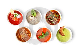 Variety of soups from different cuisines