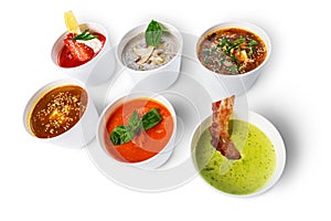 Variety of soups from different cuisines