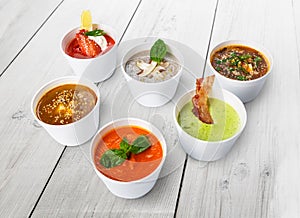 Variety of soups from different cuisines