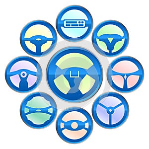 Vector variety of steering wheel icon