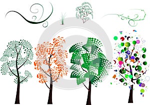 A variety of stylized trees