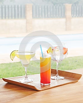 Variety of summer cocktails