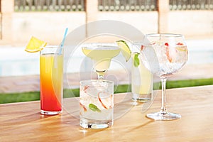 Variety of summer cocktails