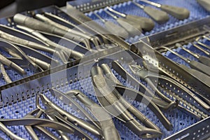 Variety of surgical instruments on the table