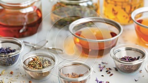 A variety of tea accessories such as strainers and stirrers allowing guests to customize their tea to their liking