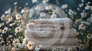 Towels Arranged on Table photo