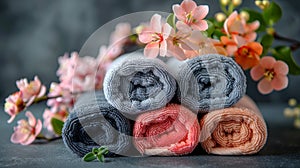 Towels Arranged on Table photo