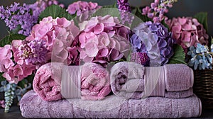 Towels Arranged on Table photo