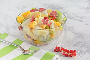 Variety Tropical Fruit and Berry Salad Glass Bowl